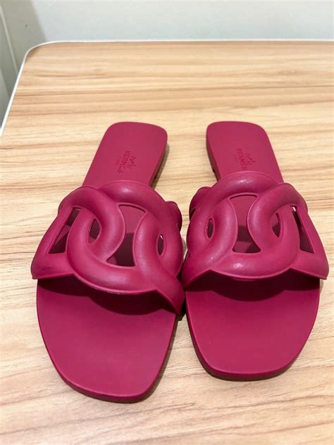 hermes aloha sandals rose baie|HERMES Rubber Aloha Sandals 39 Rose Baie .